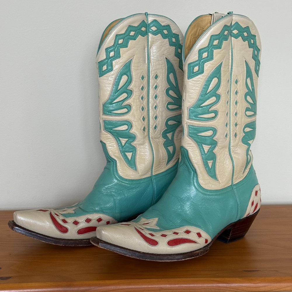 Old Gringo Western Boots Butterfly // Turquoise and Cream